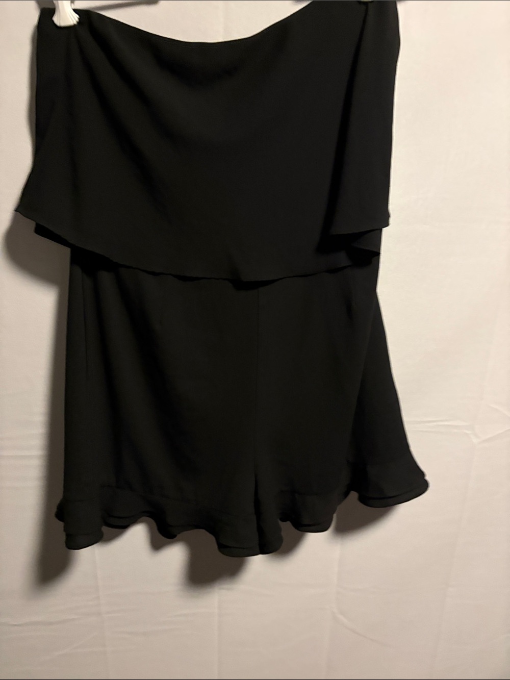 Strapless Black Ruffle-Hem Women's Romper